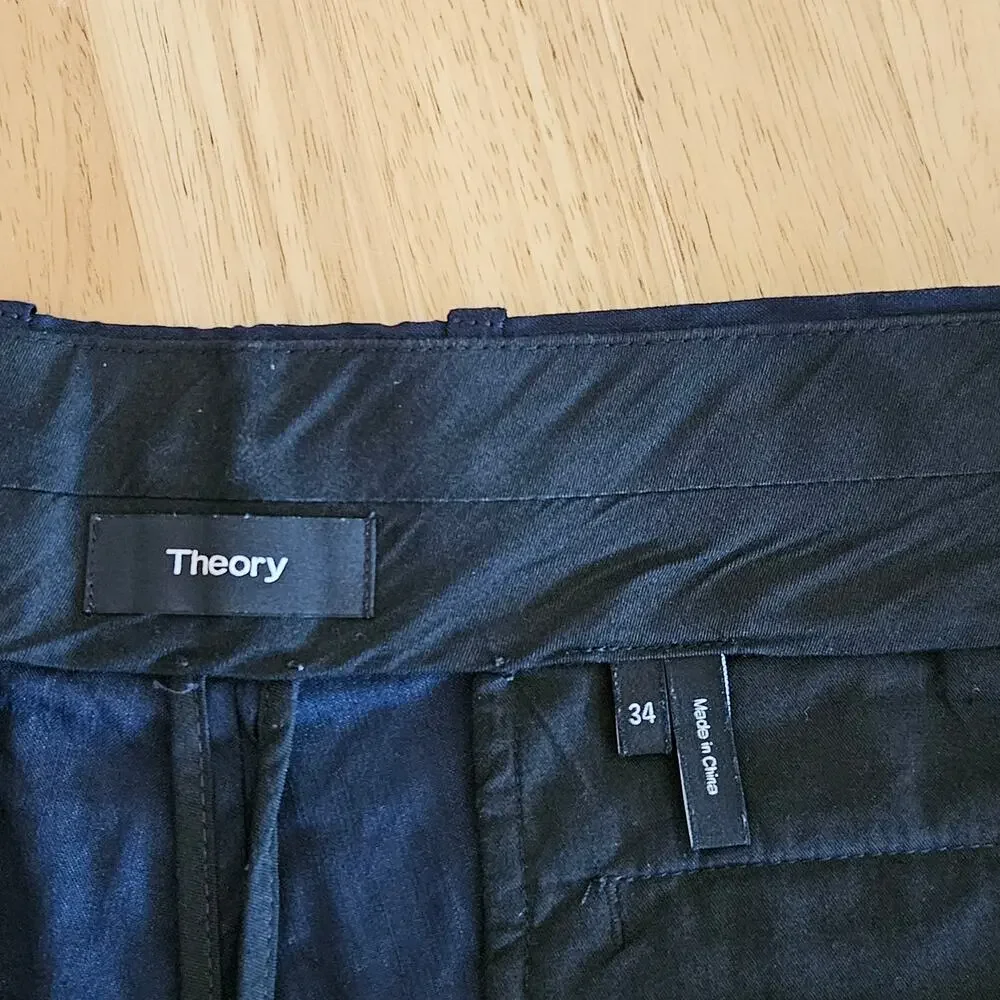 Theory Beckit SW Z Crunch 2 Linen Blend Shorts Navy Sz 34 9